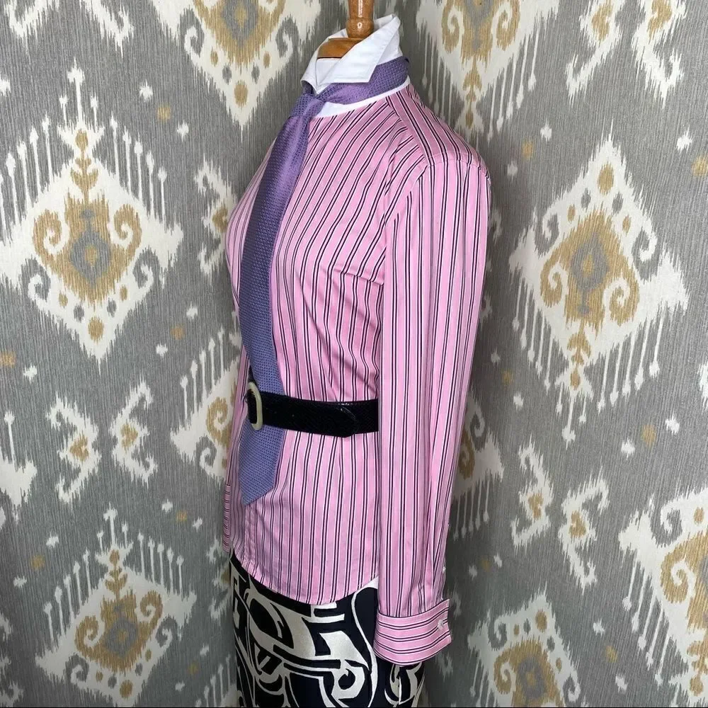Ralph Lauren ~ Pink Shadow Stripe Polished Cotton Slim Fit Button Up Shirt - Picture 11 of 16